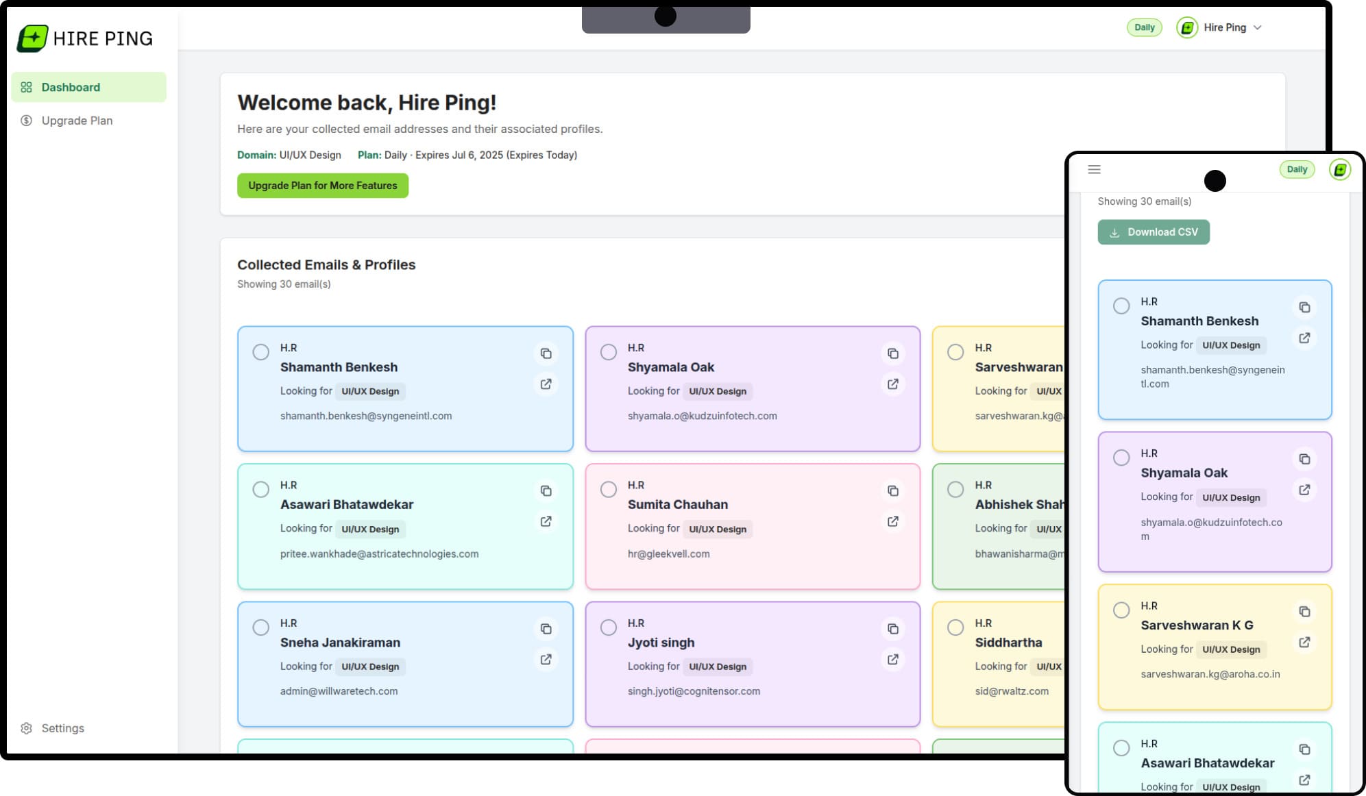 HirePing App Screenshot